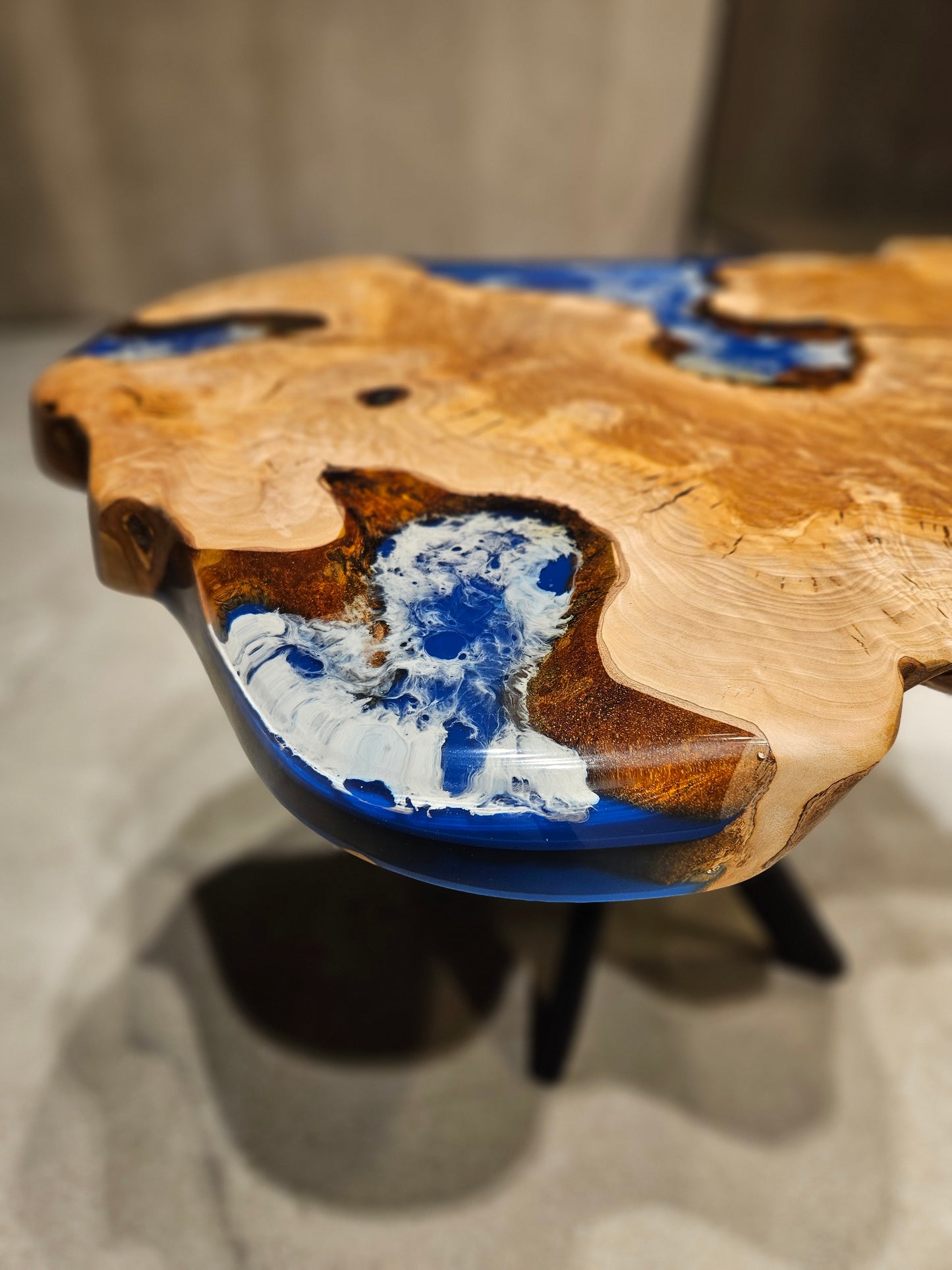 Blue Epoxy Coffee Table, Ocean Center Table, Resin River Coffee Table, Wave Effect Center Table