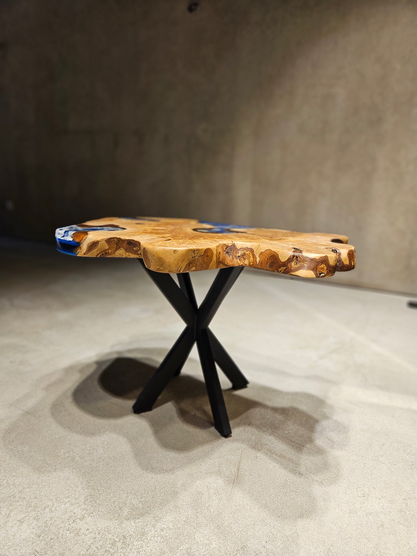 Blue Epoxy Coffee Table, Ocean Center Table, Resin River Coffee Table, Wave Effect Center Table
